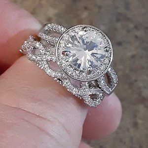 White Sapphire Silver Wedding Set